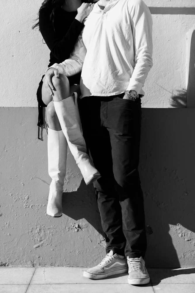 black and white crop of couple lands end couples session