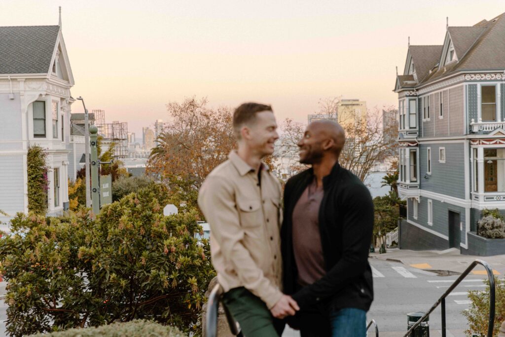 couple at sunset in san francisco